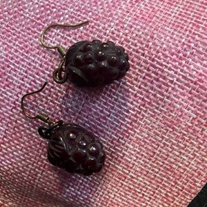 Vintage Bakelite carved pierced Berry Earrings